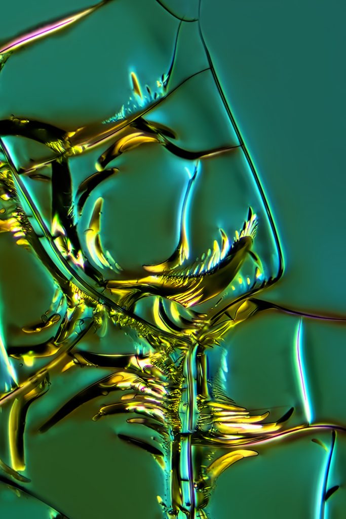 Mikrofoto von Optical Brightener, Mikrokristalle im polarisierten Licht, 5, Bildbreite = 0,27 mm